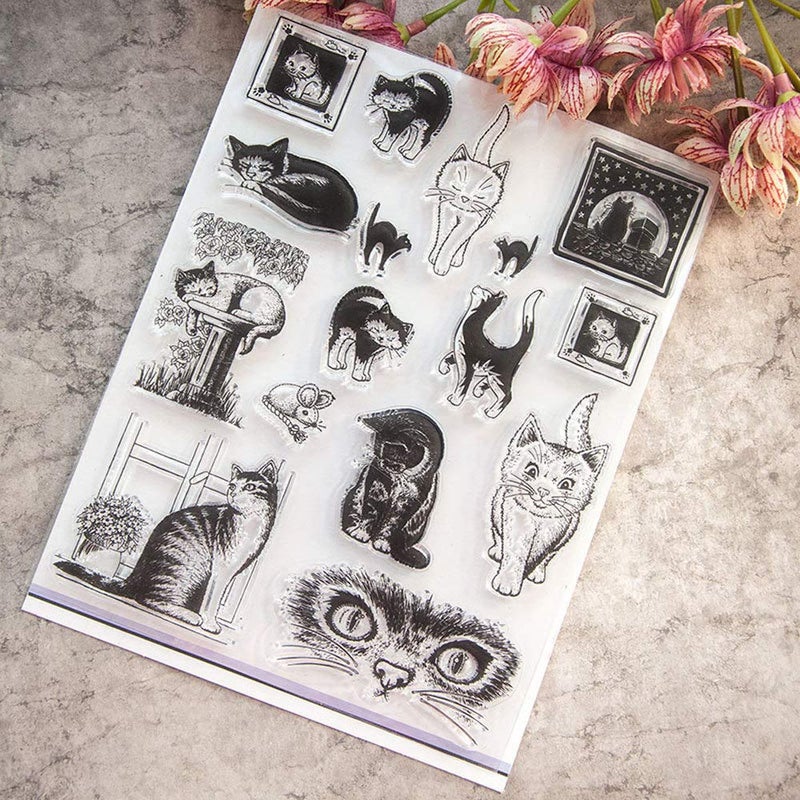 arriettycraft Furry Cats Meow Pet Rubber Clear Stamps for Card Making and Journaling, Kitten Transparent Silicone Stamps for Journals Scrapbooking Album Paper Crafts Decoration - Image 3